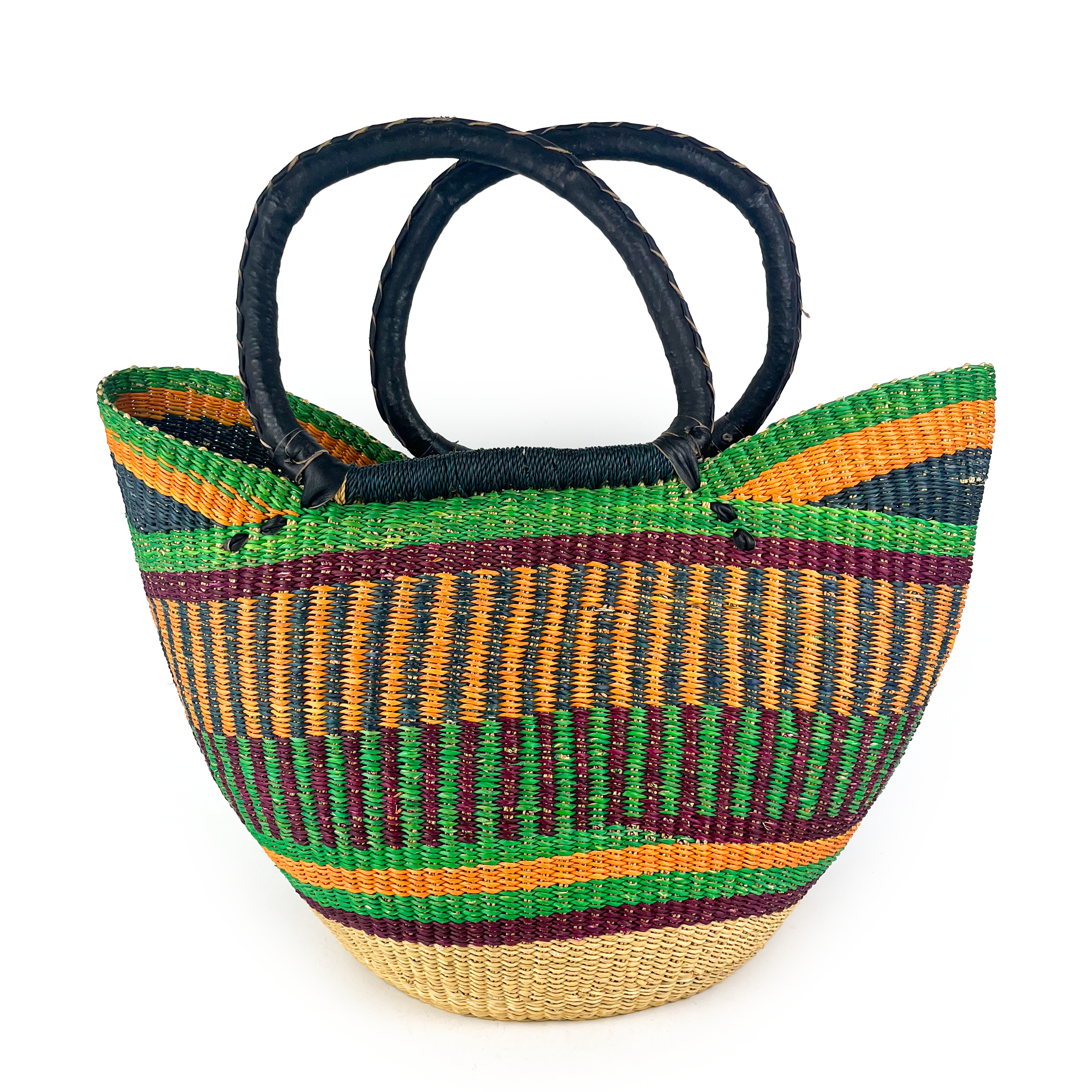 Large Multicoloured Closed Weave U-Shopper Baskets