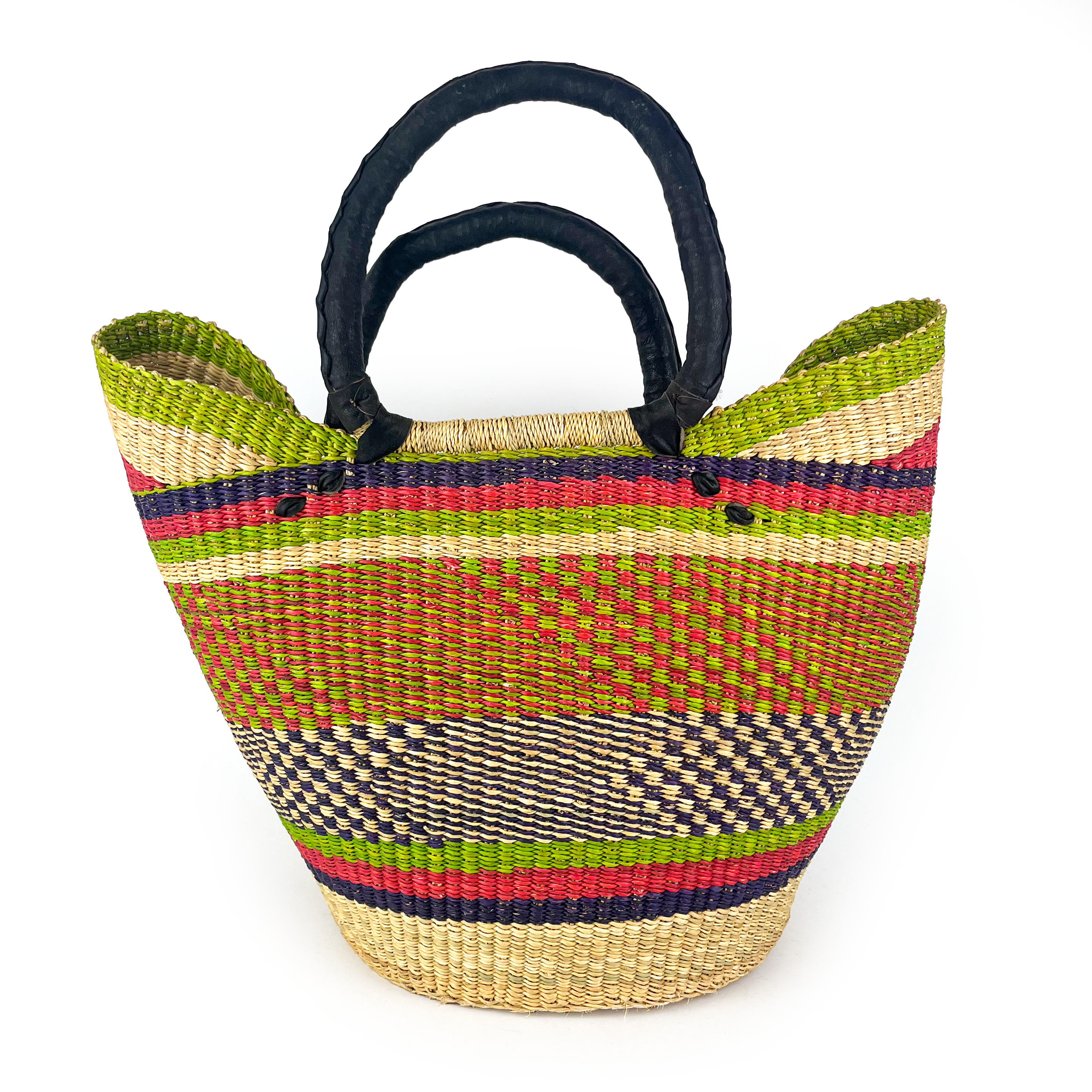 Large Multicoloured Closed Weave U-Shopper Baskets