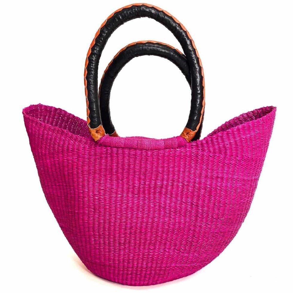 Large Colour Block Closed Weave U-Shopper Baskets