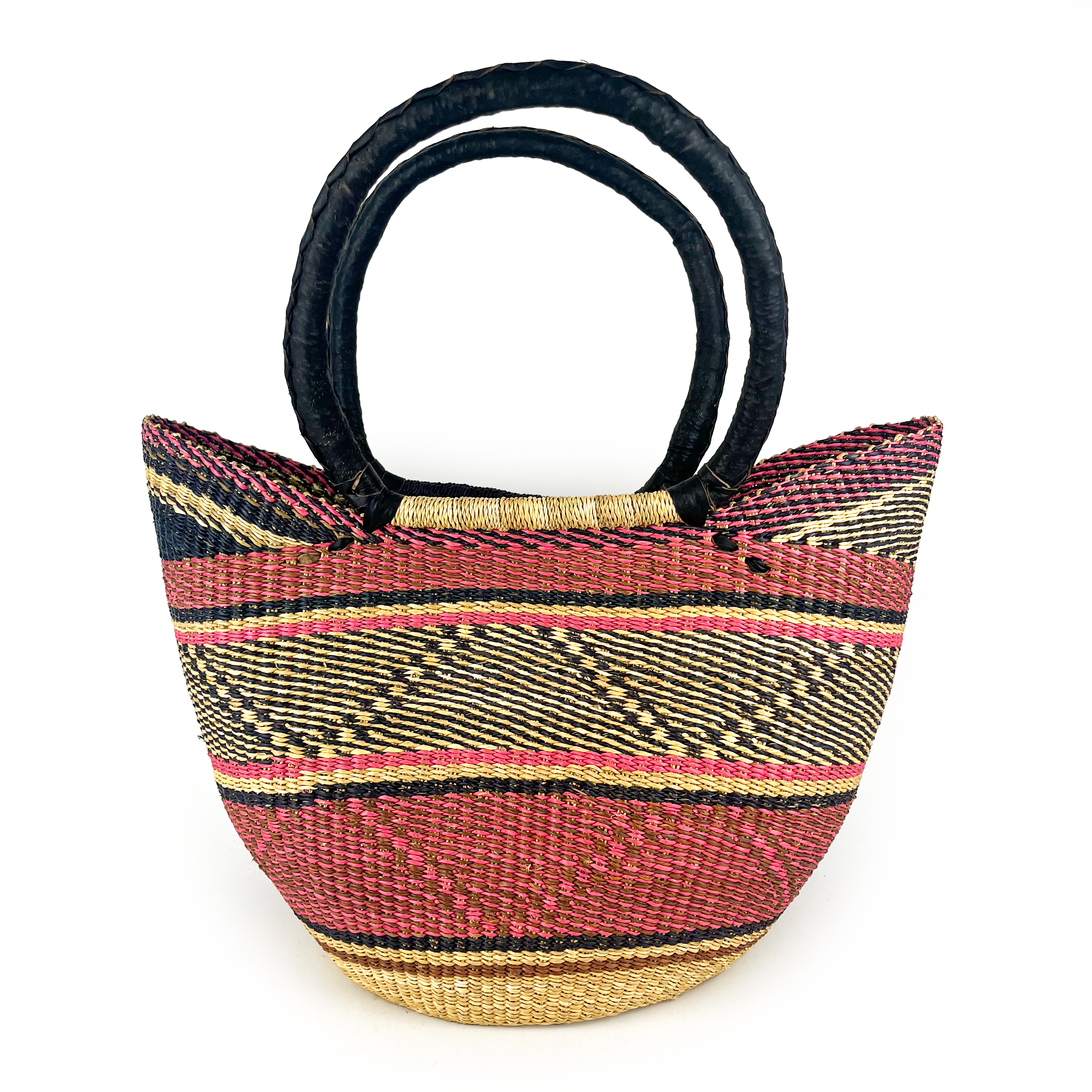 Large Multicoloured Closed Weave U-Shopper Baskets