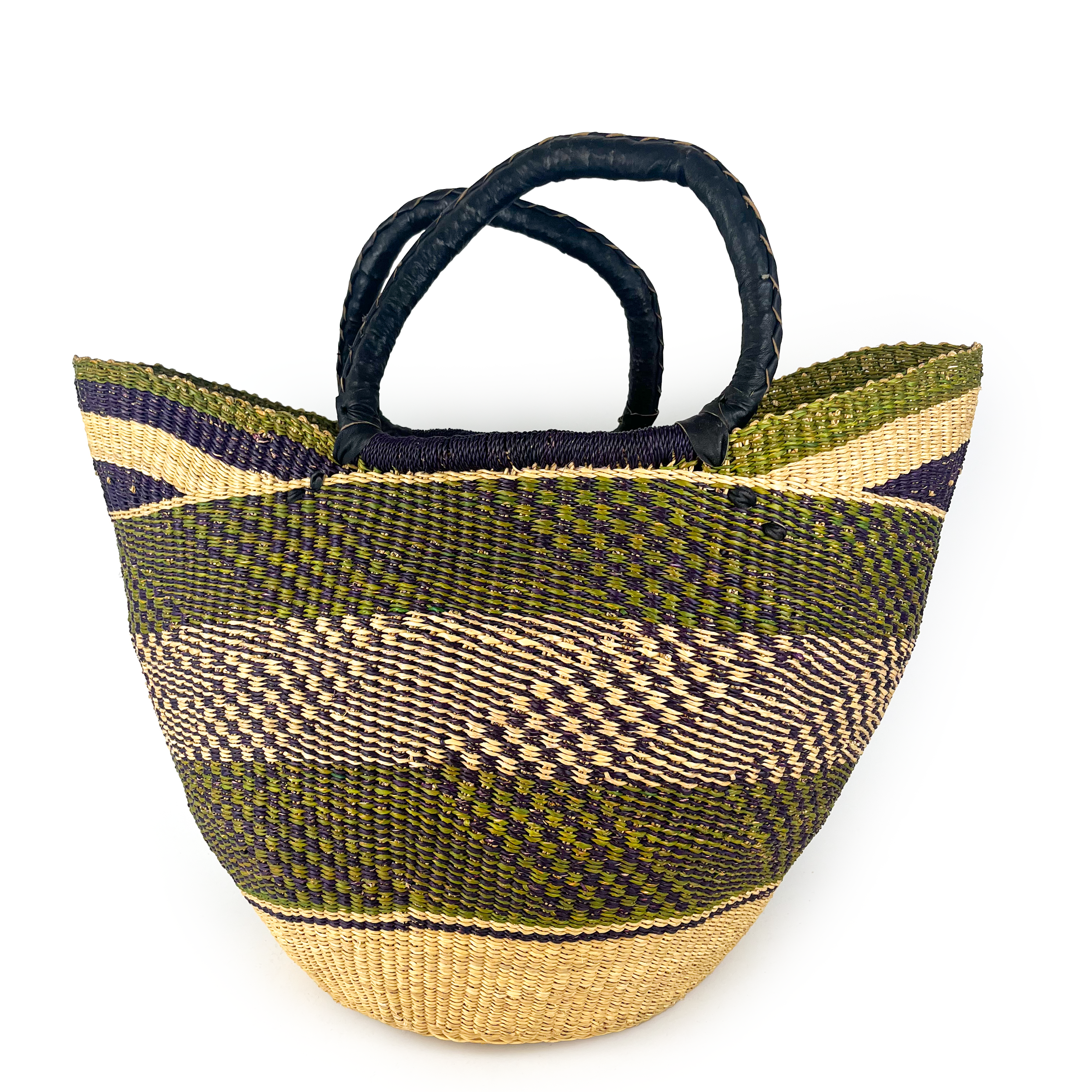 Large Multicoloured Closed Weave U-Shopper Baskets