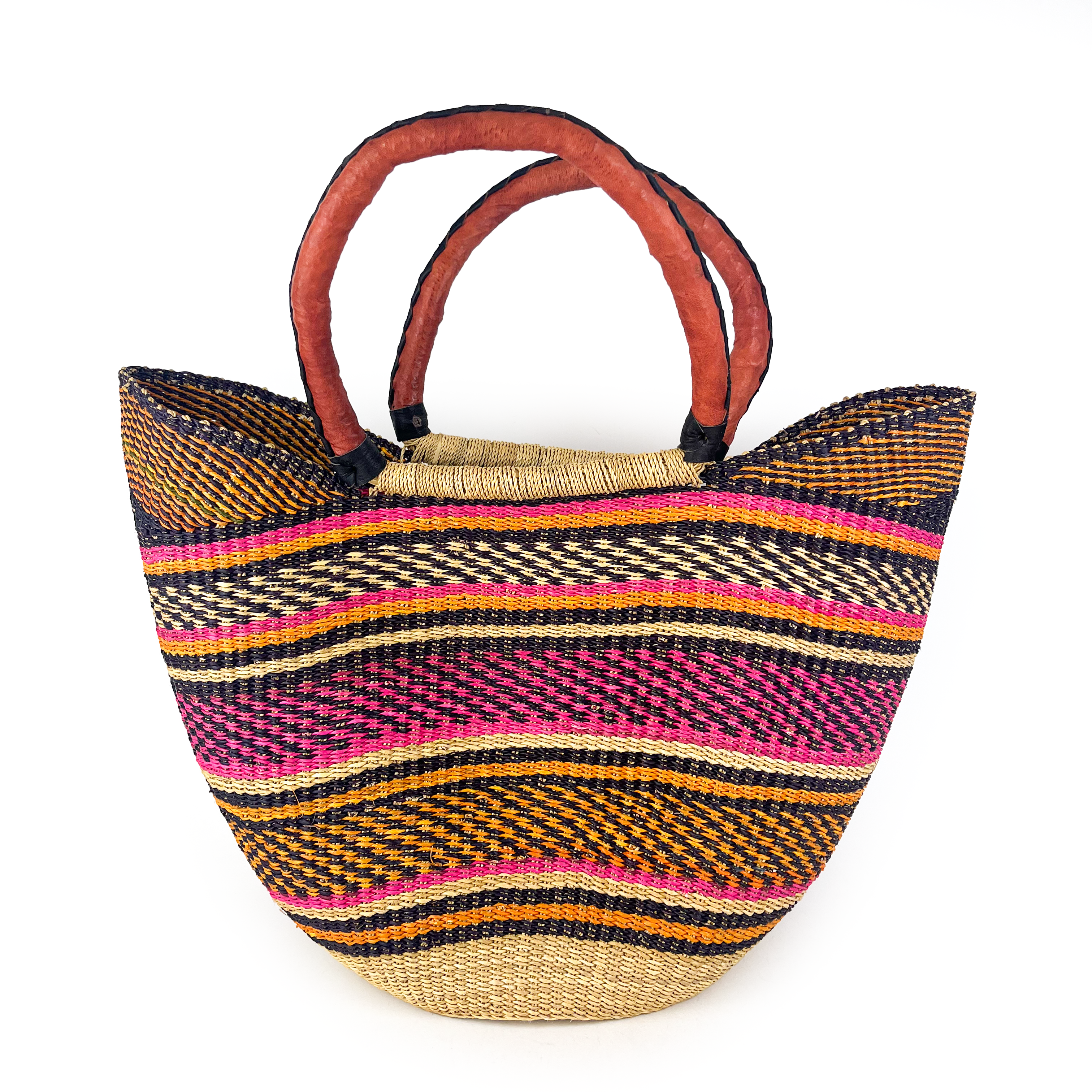 Large Multicoloured Closed Weave U-Shopper Baskets