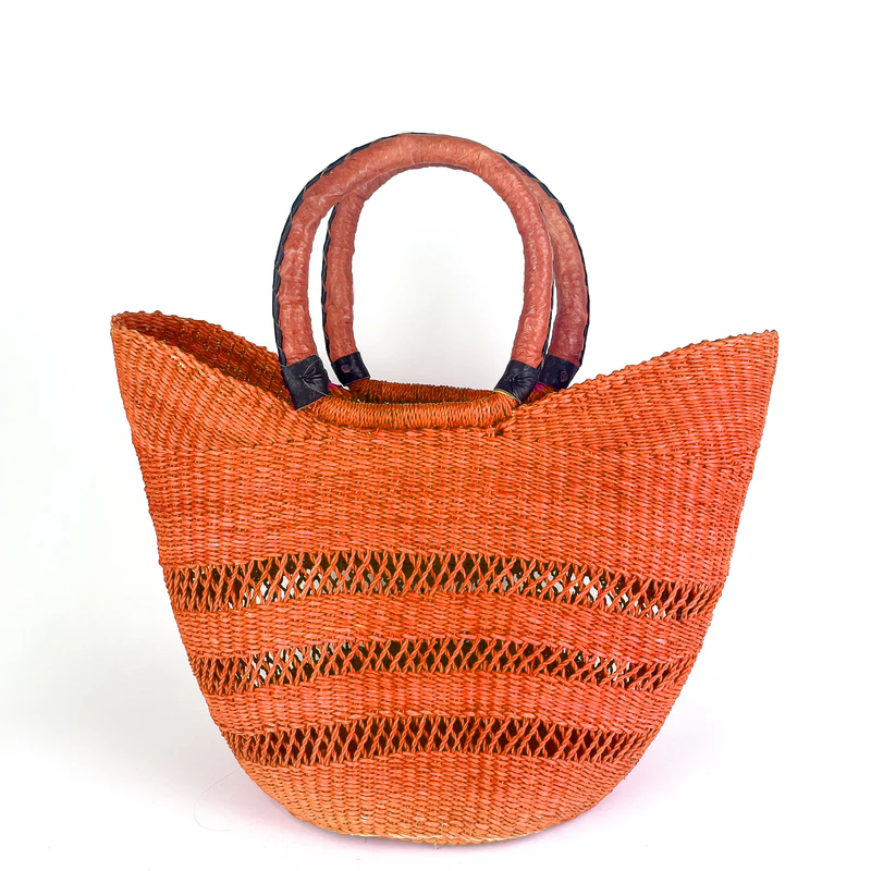 Medium Colour Block Open Weave U-Shopper Baskets