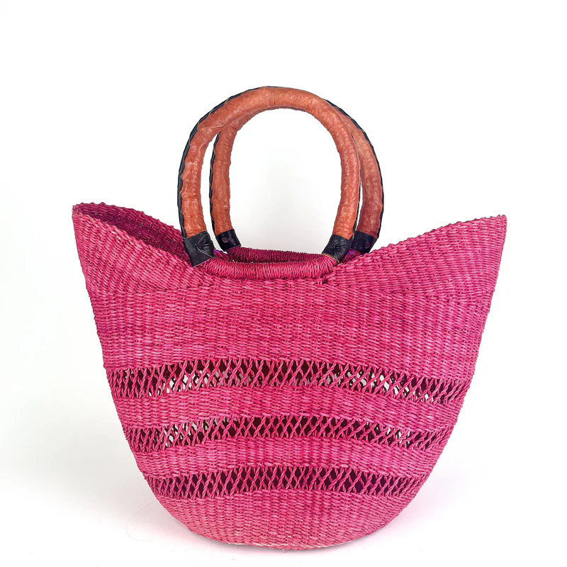 Medium Colour Block Open Weave U-Shopper Baskets