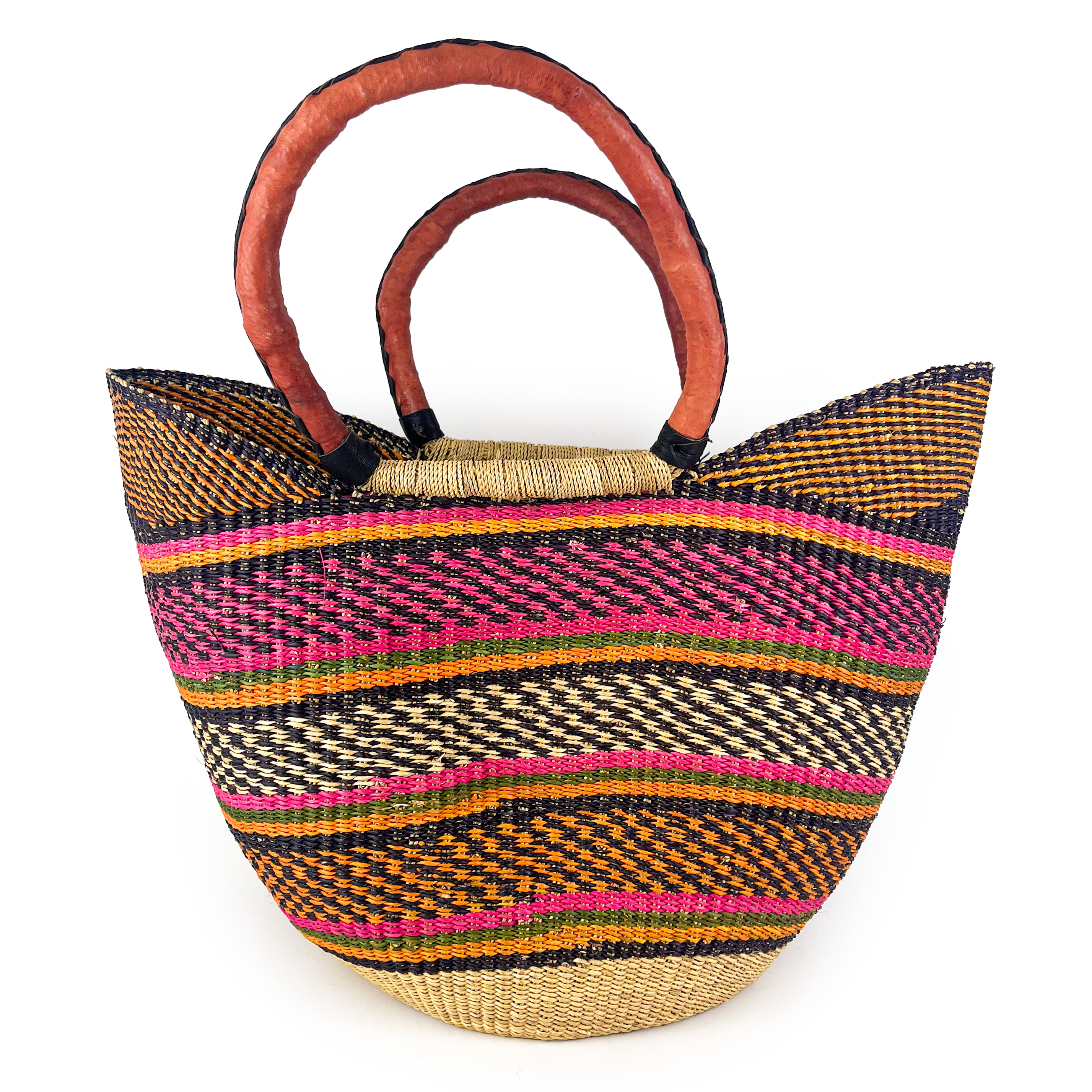Large Multicoloured Closed Weave U-Shopper Baskets