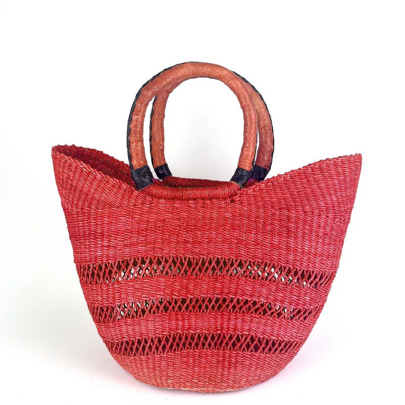 Medium Colour Block Open Weave U-Shopper Baskets