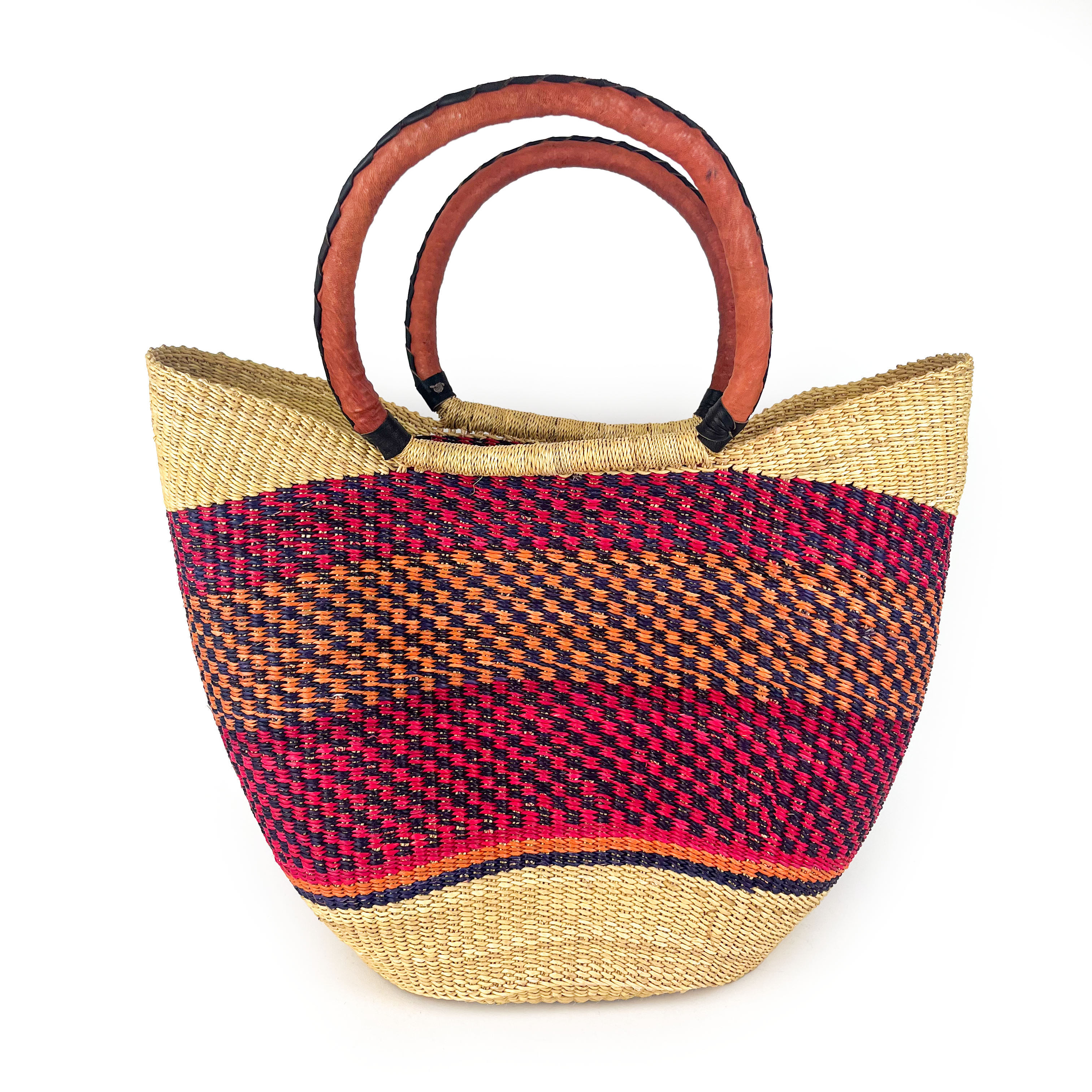 Large Multicoloured Closed Weave U-Shopper Baskets