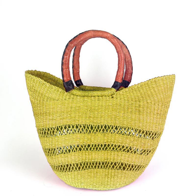 Medium Colour Block Open Weave U-Shopper Baskets