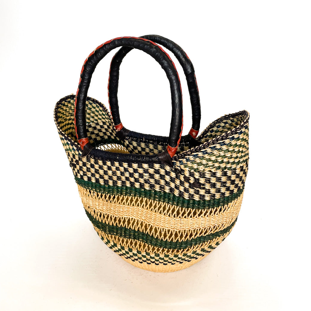 Large Multicoloured Open Weave U-shopper Baskets