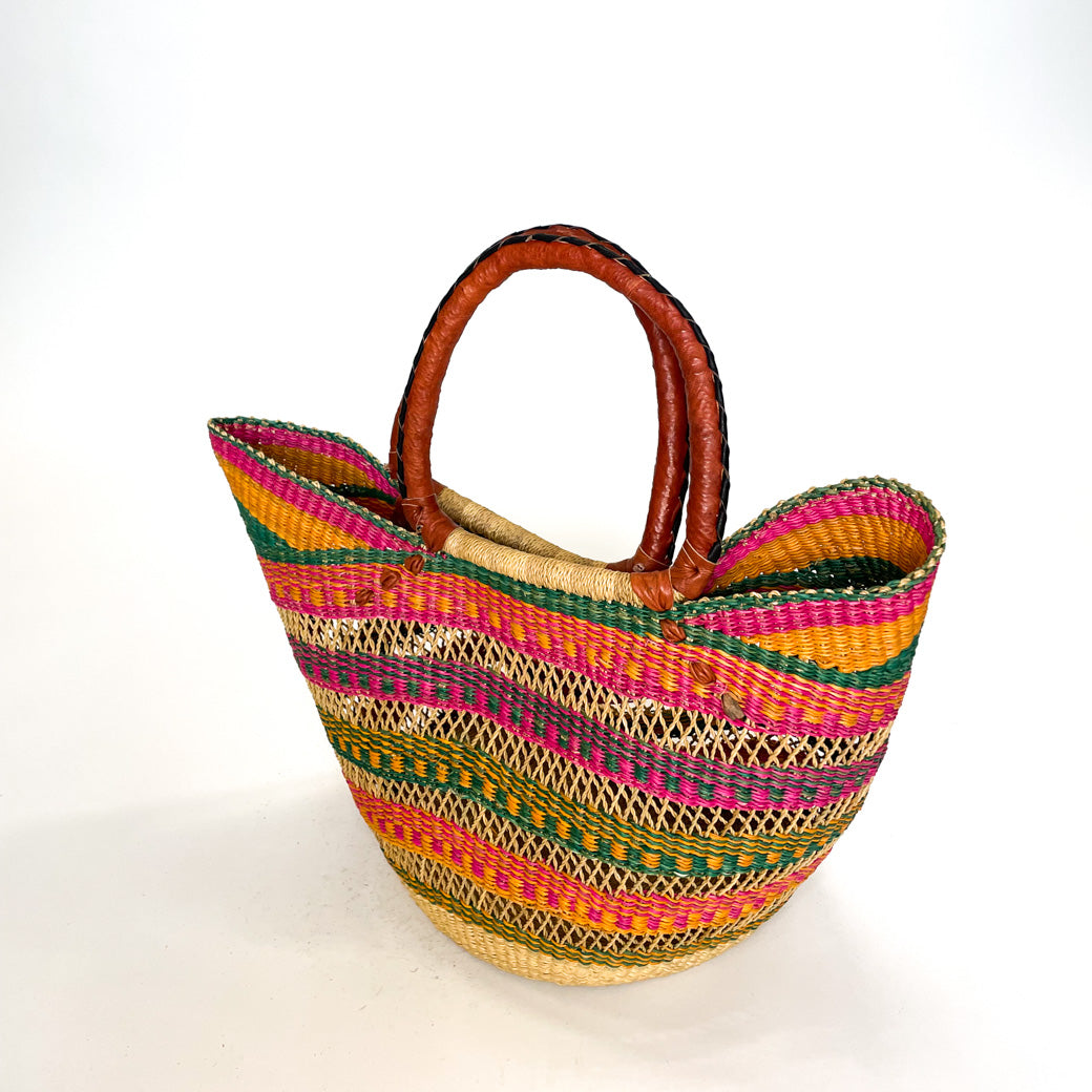 Large Multicoloured Open Weave U-shopper Baskets