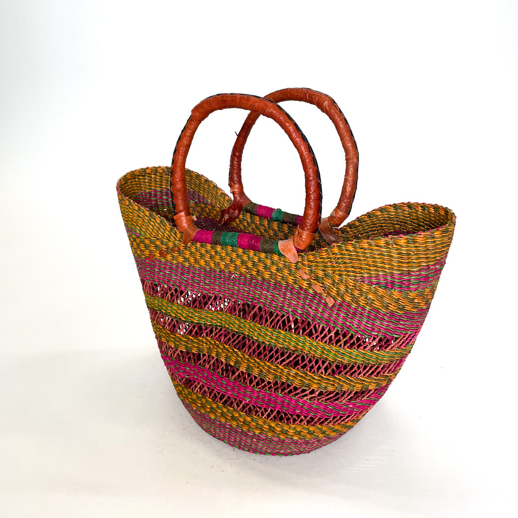 Large Multicoloured Open Weave U-shopper Baskets