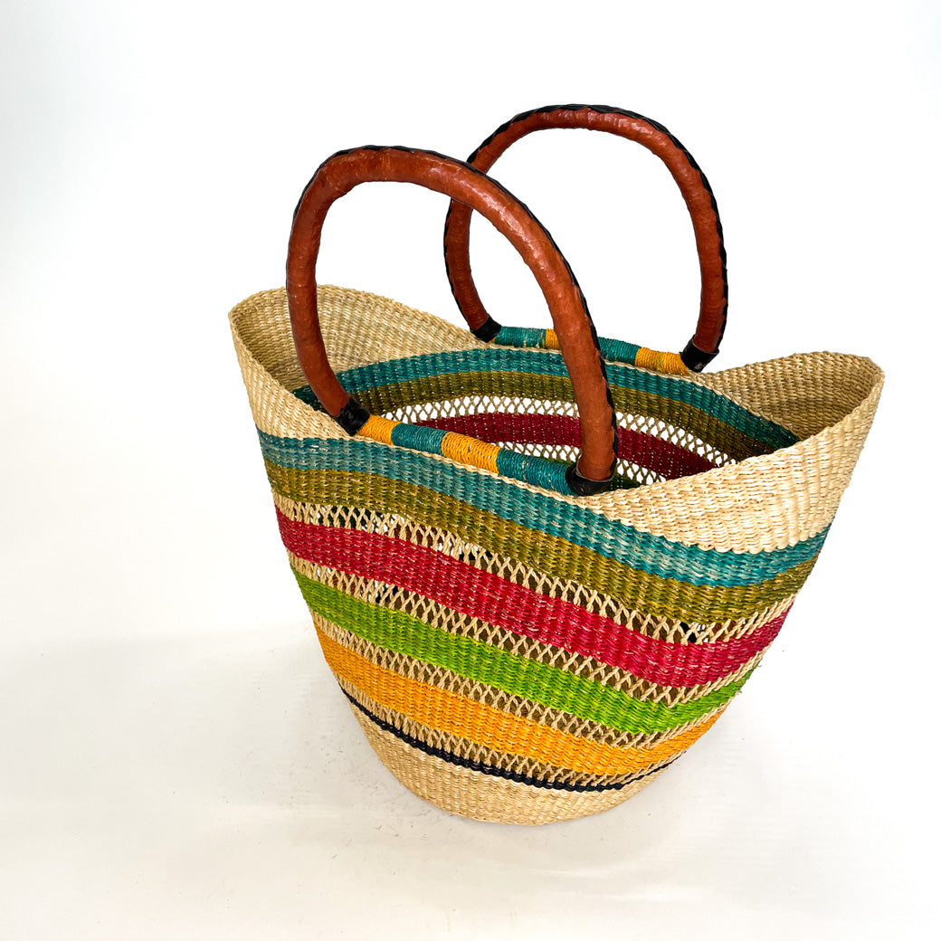 Large Multicoloured Open Weave U-shopper Baskets