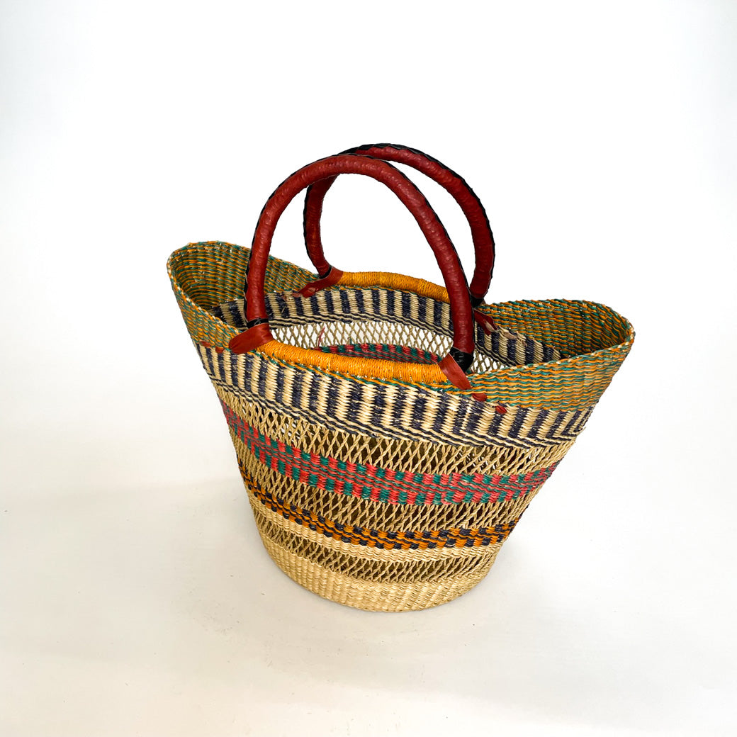 Large Multicoloured Open Weave U-shopper Baskets
