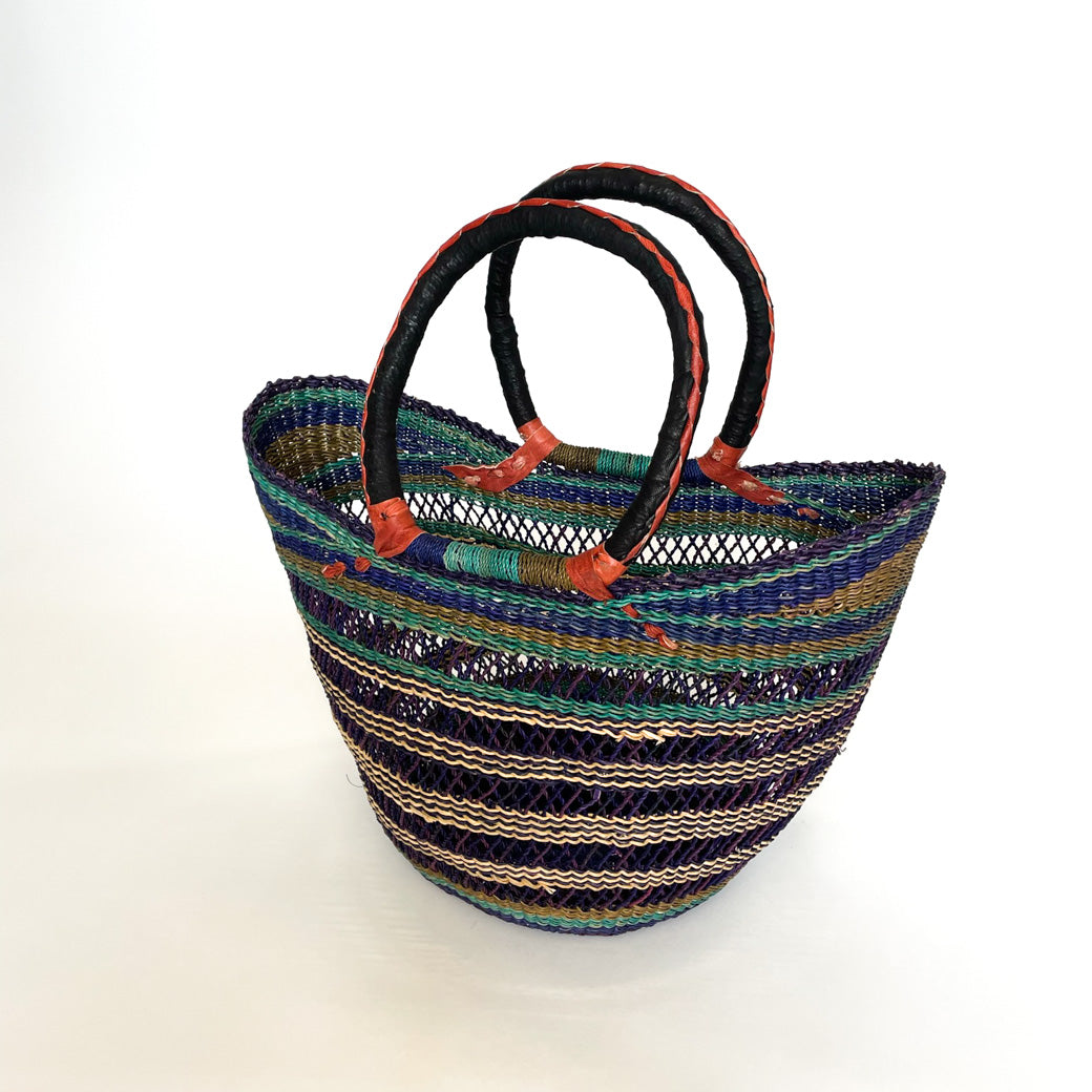Large Multicoloured Open Weave U-shopper Baskets