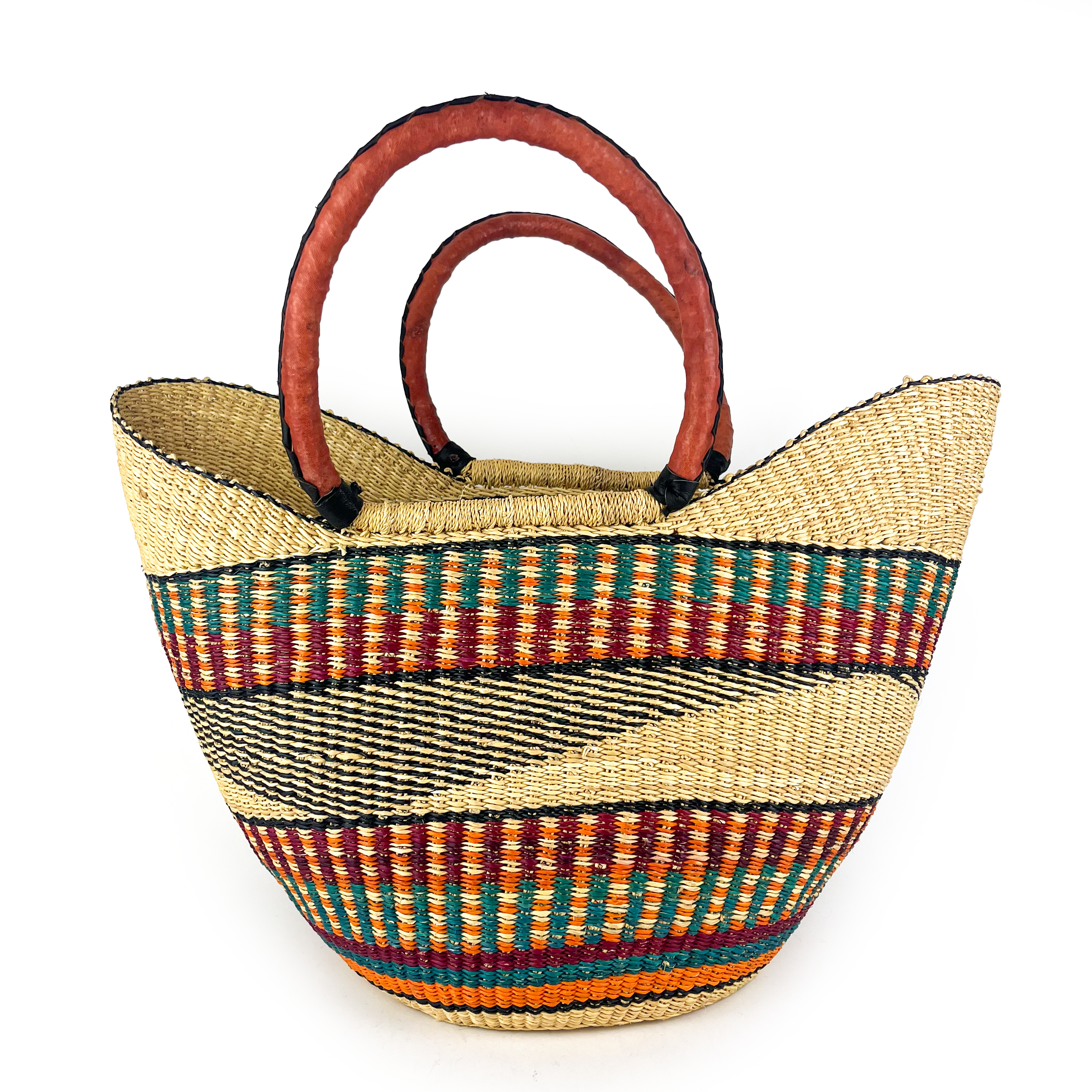 Large Multicoloured Closed Weave U-Shopper Baskets