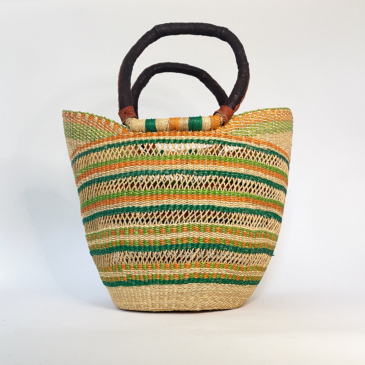 Large Multicoloured Open Weave U-shopper Baskets