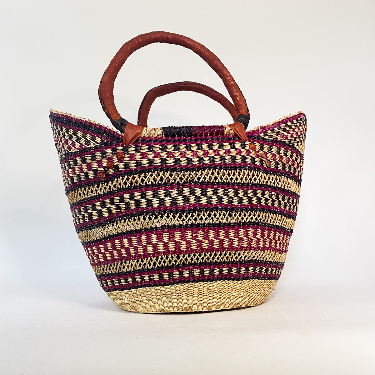 Large Multicoloured Open Weave U-shopper Baskets