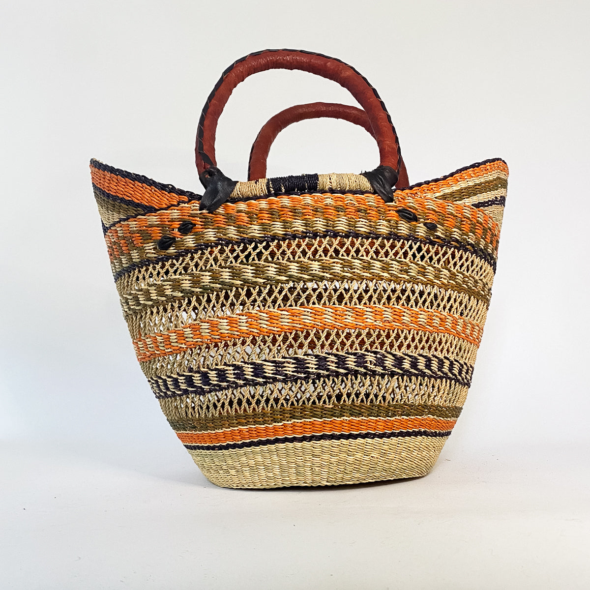 Large Multicoloured Open Weave U-shopper Baskets