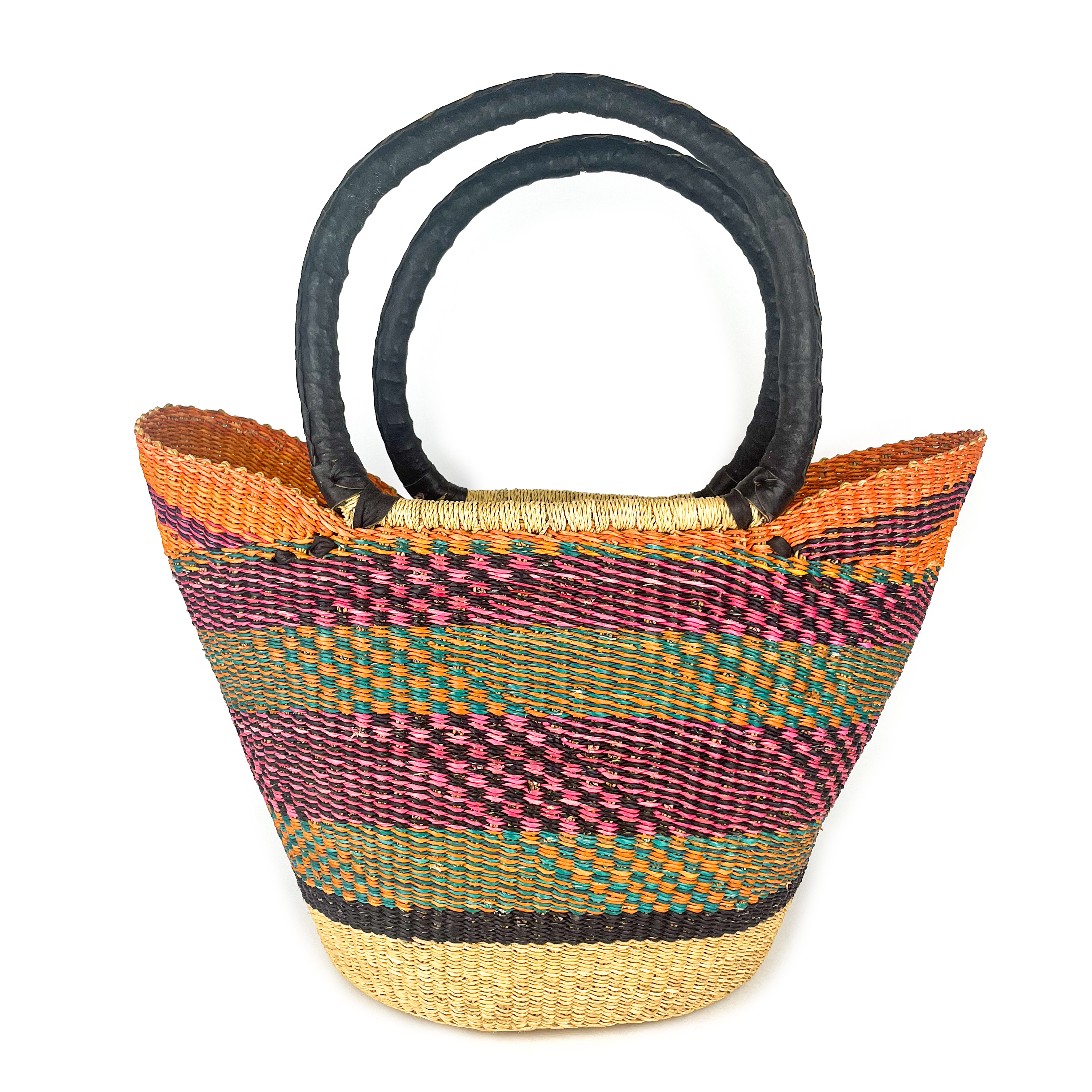 Large Multicoloured Closed Weave U-Shopper Baskets