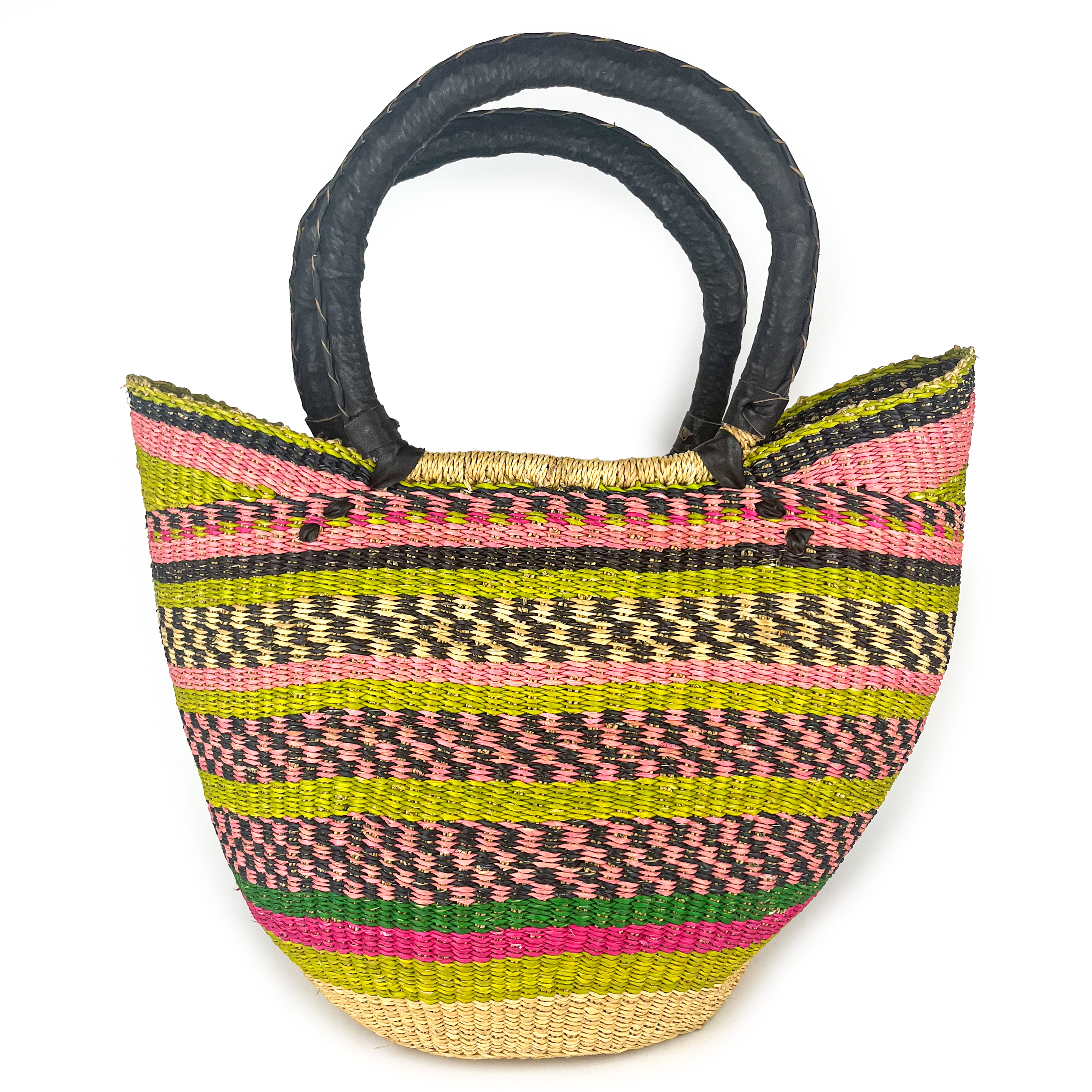 Large Multicoloured Closed Weave U-Shopper Baskets