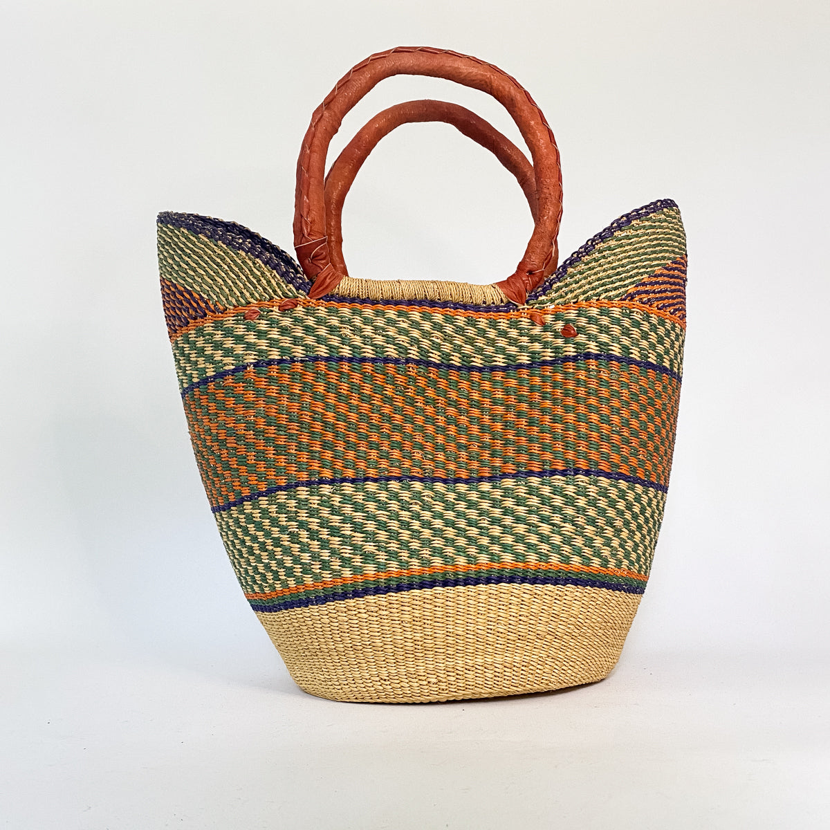 Large Multicoloured Closed Weave U-Shopper Baskets