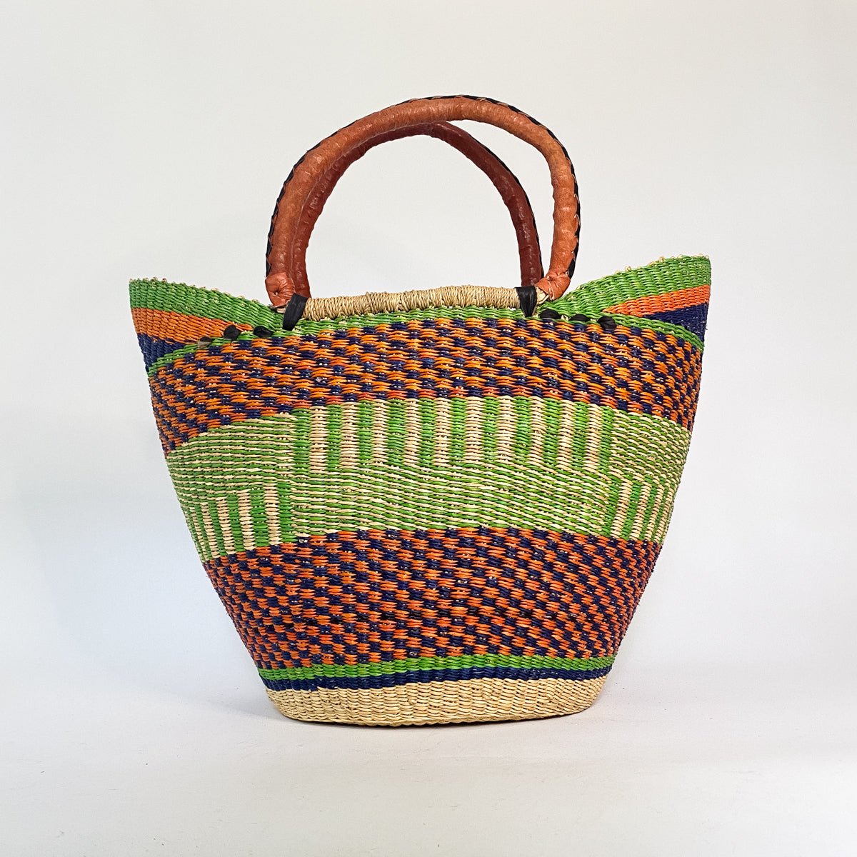 Large Multicoloured Closed Weave U-Shopper Baskets