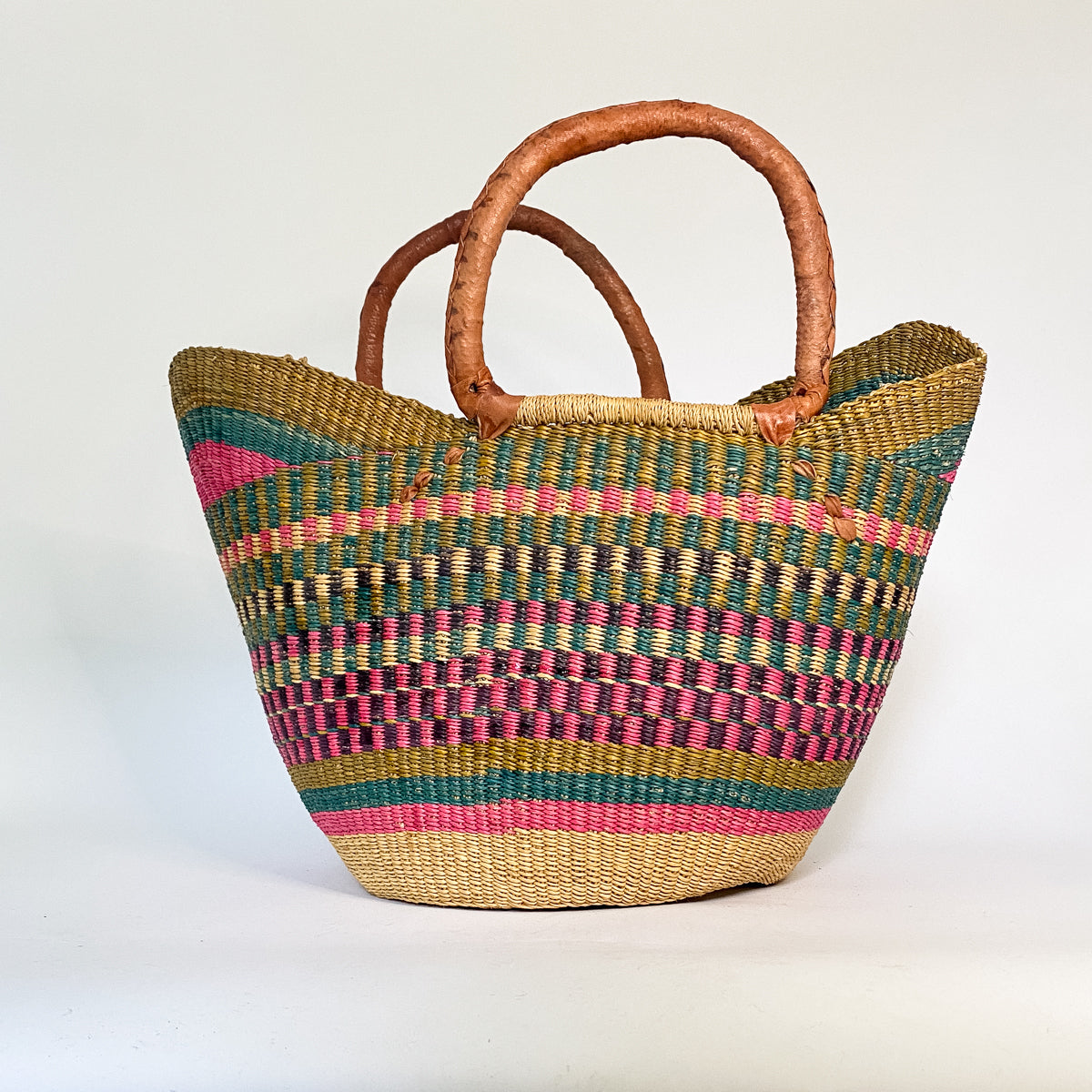 Large Multicoloured Closed Weave U-Shopper Baskets