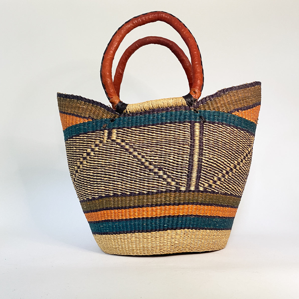 Large Multicoloured Closed Weave U-Shopper Baskets