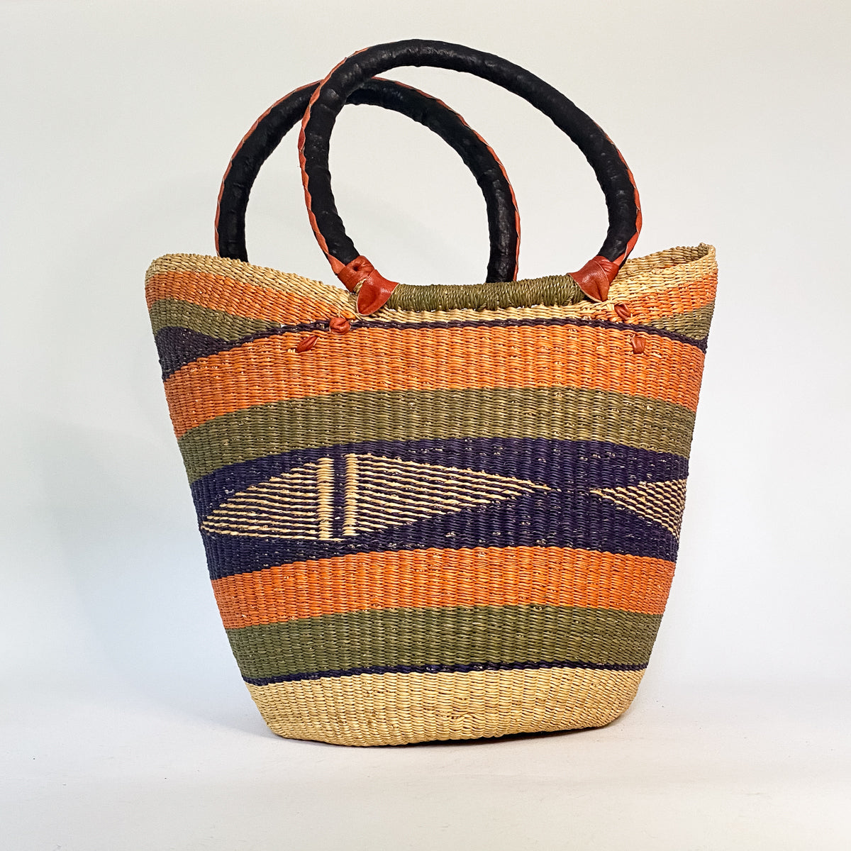 Large Multicoloured Closed Weave U-Shopper Baskets