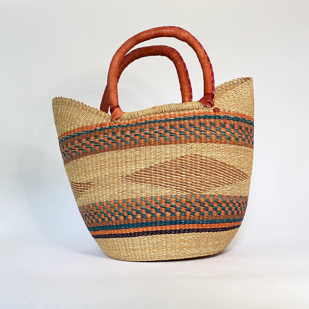 Large Multicoloured Closed Weave U-Shopper Baskets