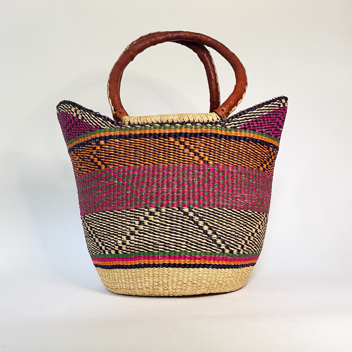 Large Multicoloured Closed Weave U-Shopper Baskets