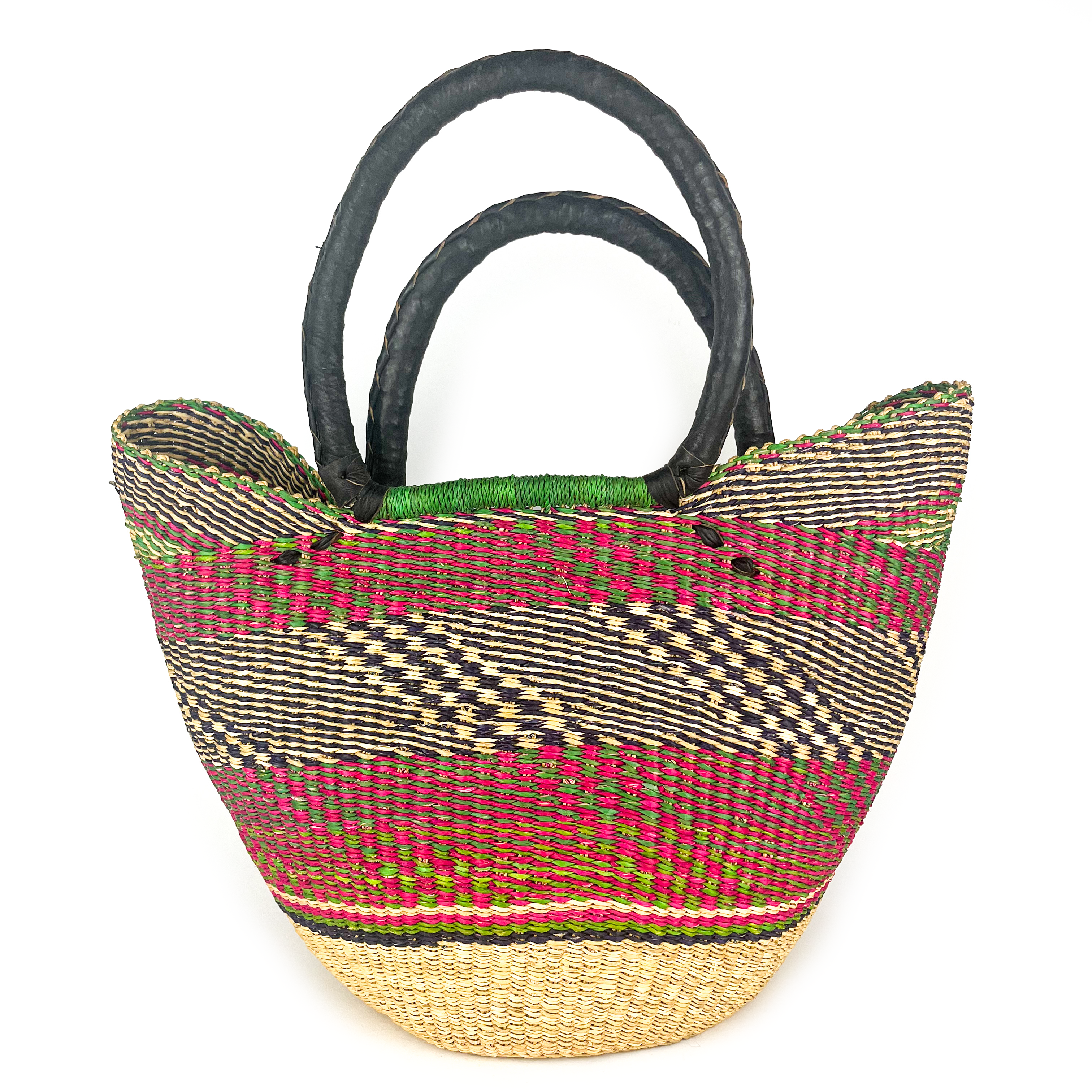 Large Multicoloured Closed Weave U-Shopper Baskets