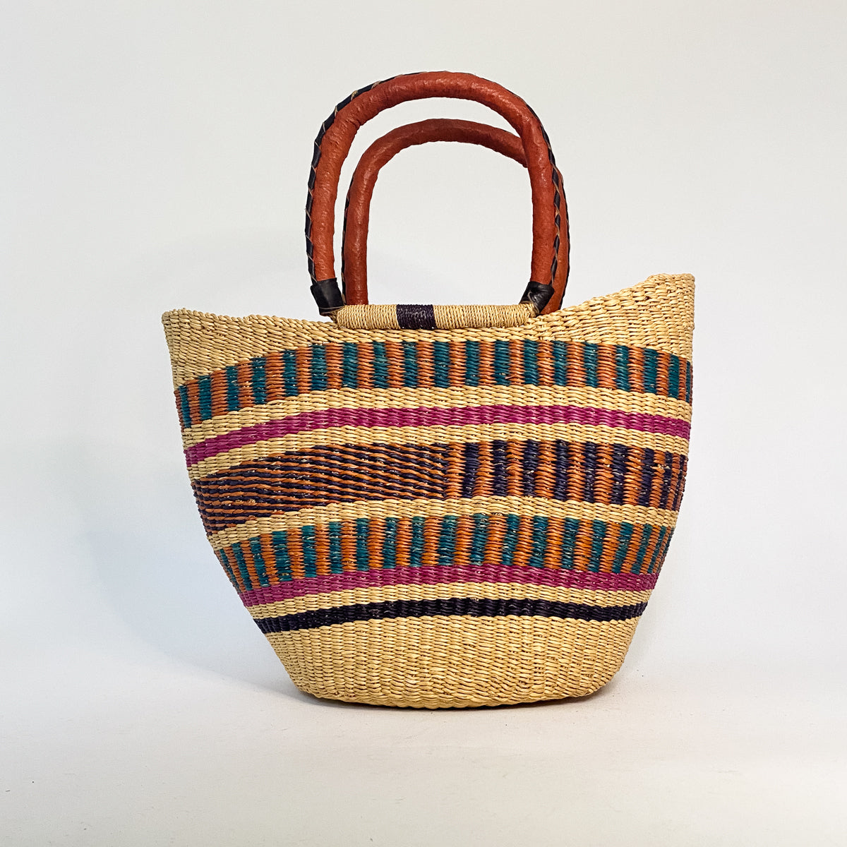 Medium Multicoloured Closed Weave U-shopper Baskets