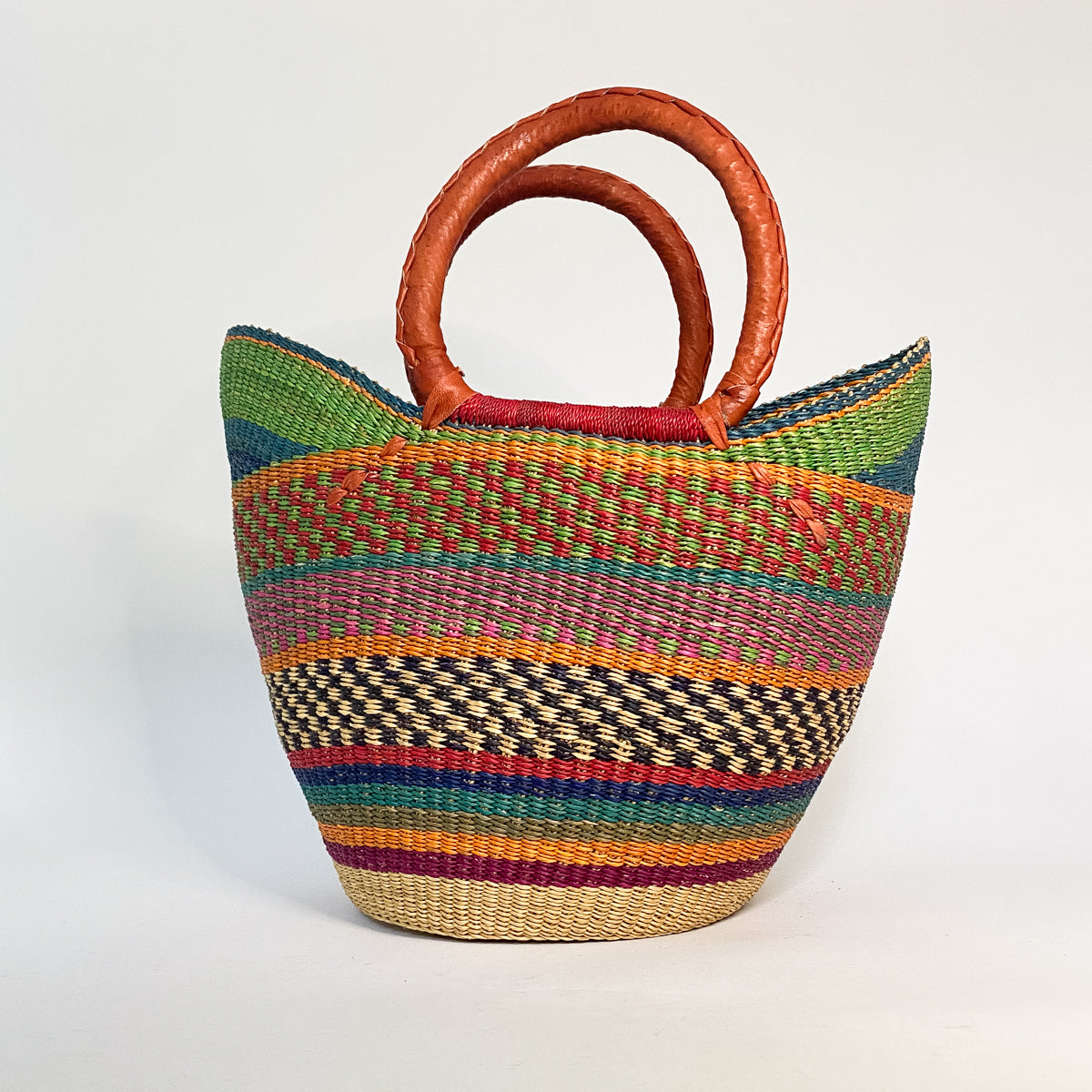 Medium Multicoloured Closed Weave U-shopper Baskets