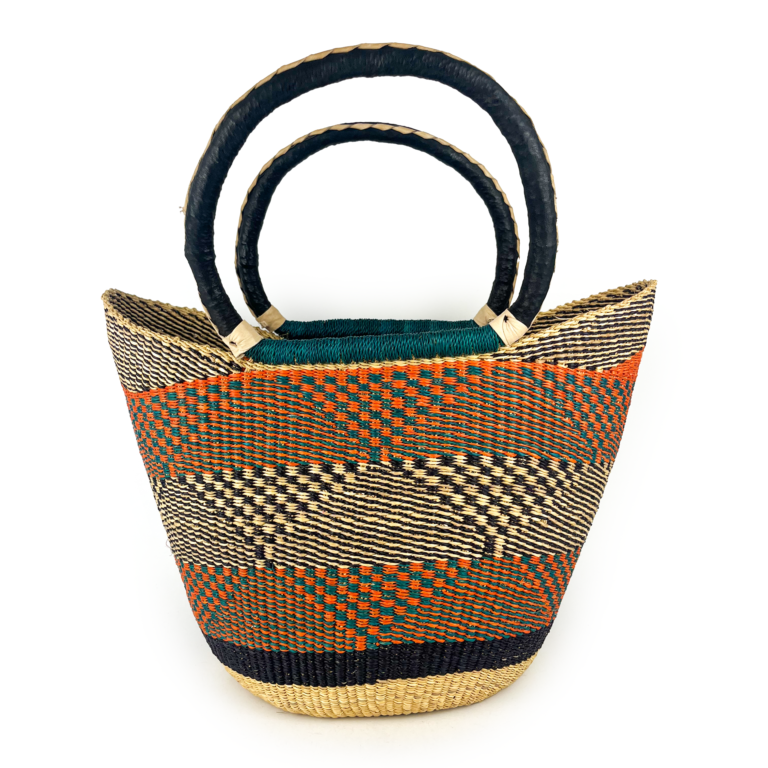 Large Multicoloured Closed Weave U-Shopper Baskets