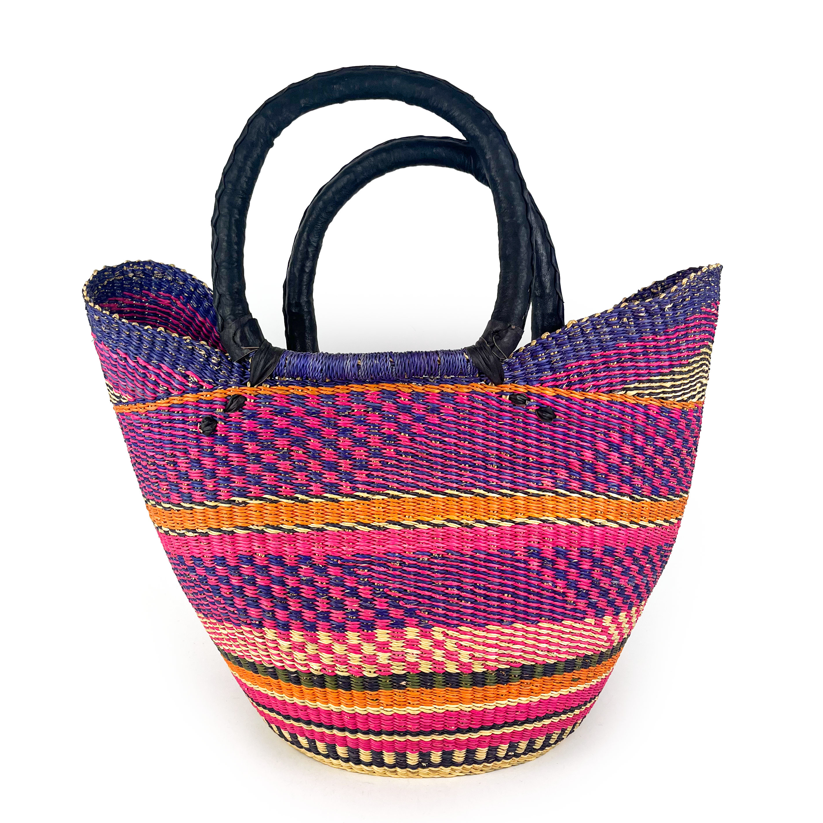 Large Multicoloured Closed Weave U-Shopper Baskets
