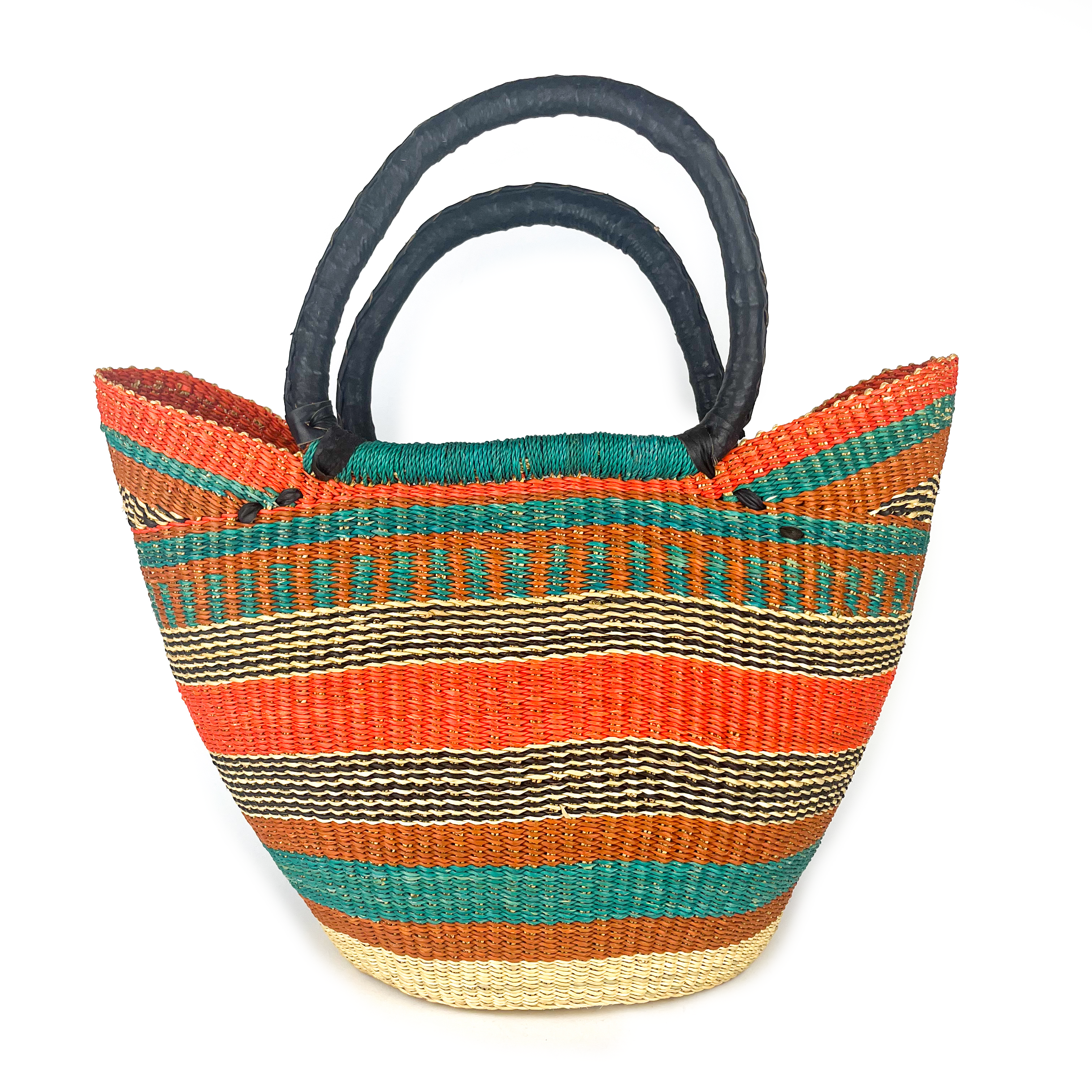 Large Multicoloured Closed Weave U-Shopper Baskets