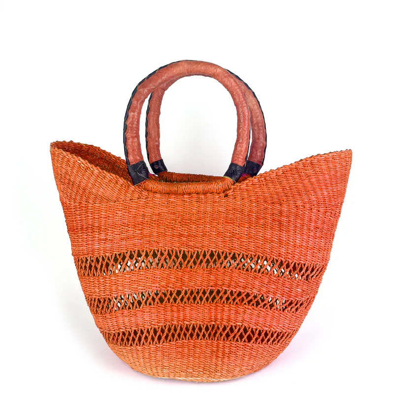 Large Colour Block Open Weave U-Shopper Baskets