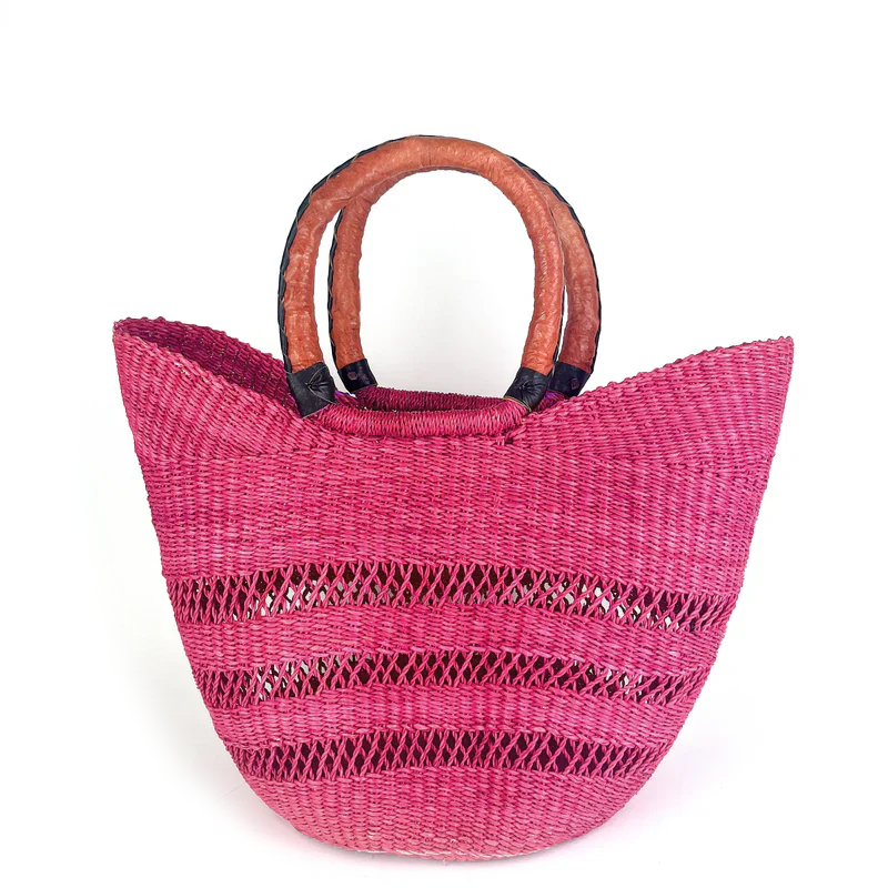 Large Colour Block Open Weave U-Shopper Baskets