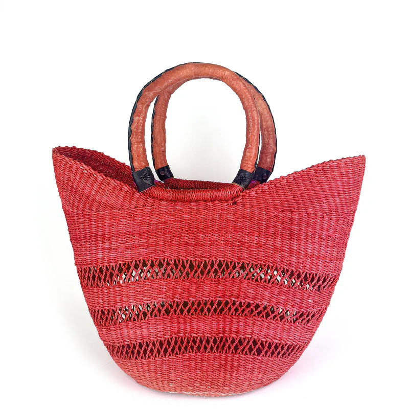 Large Colour Block Open Weave U-Shopper Baskets