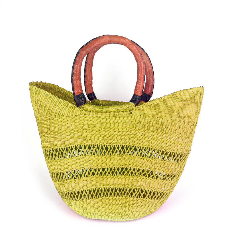 Large Colour Block Open Weave U-Shopper Baskets