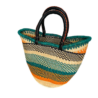 Large Multicoloured U-shopper Baskets with Edging
