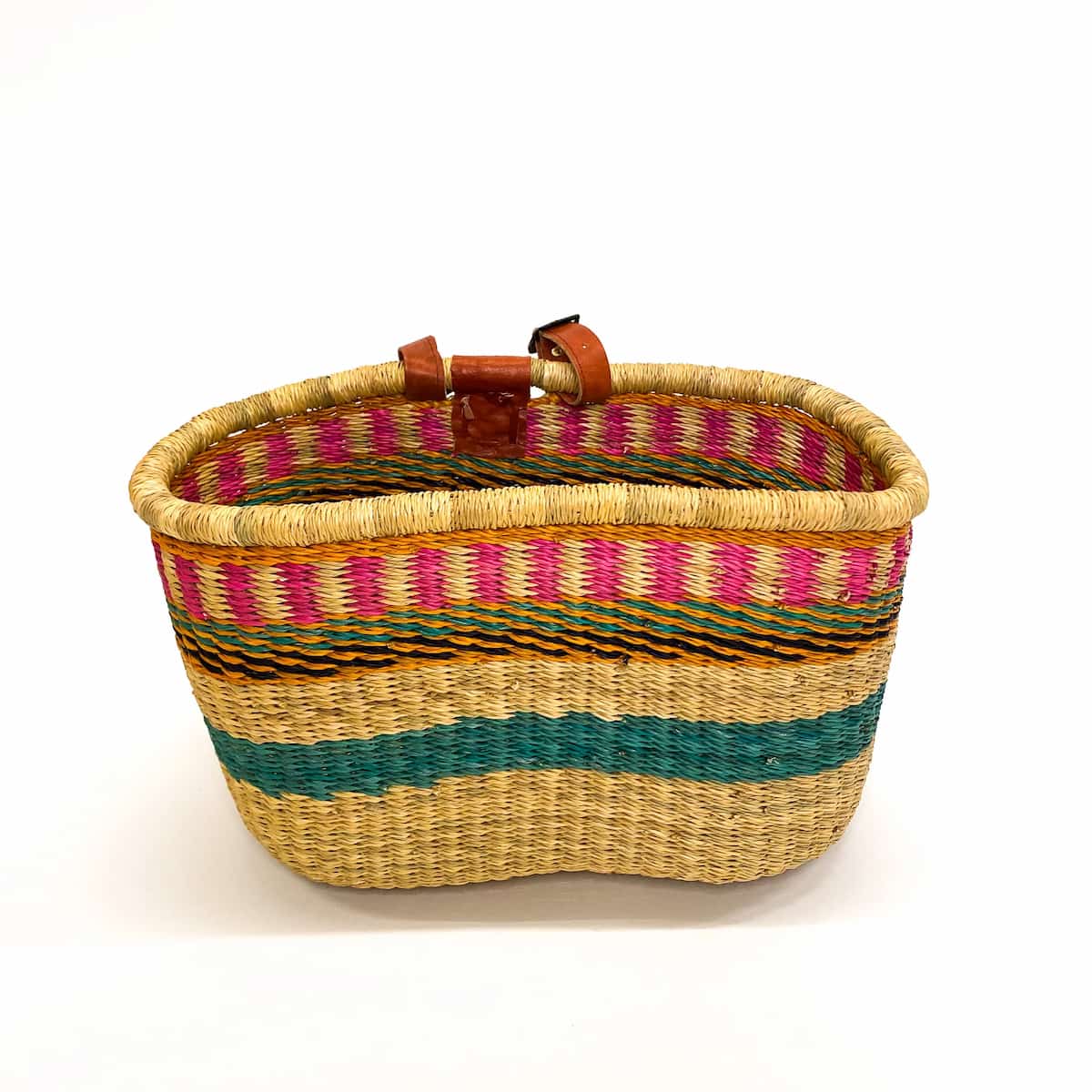 Frafra Pink and Turquoise Bicycle Basket