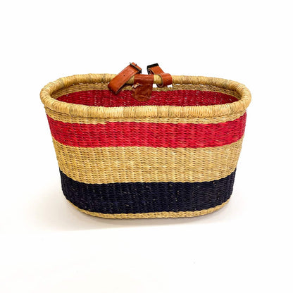 Frafra Red and Blue Chunky Stripe Bicycle Basket