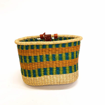 Bicycle Basket Green and yellow stripes