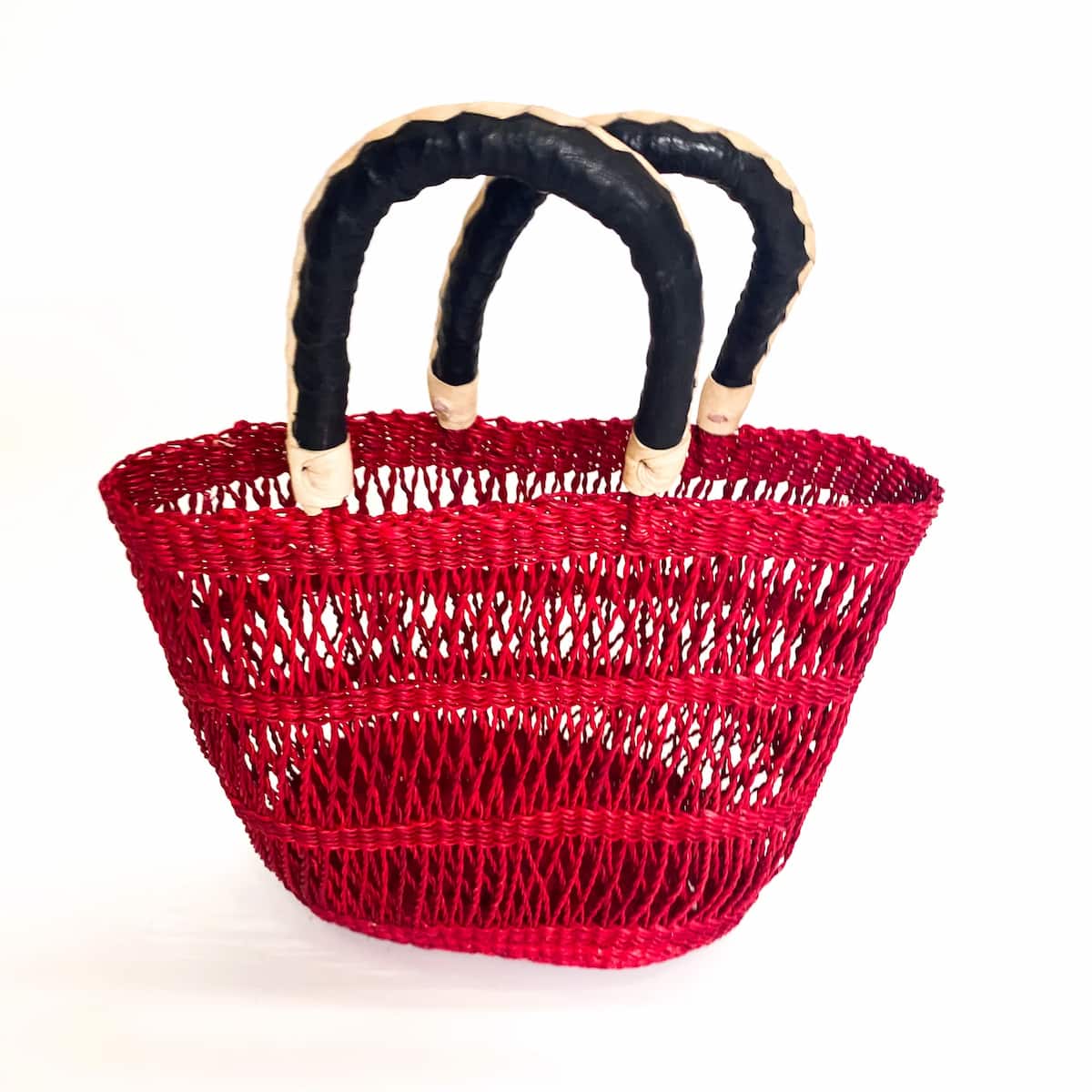 Red Frafra Small Beach Basket