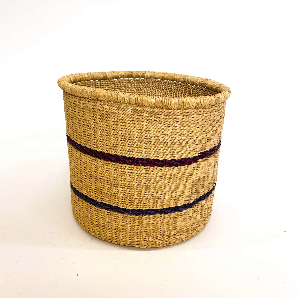 Frafra Natural and Black Stripe Large Planter Basket