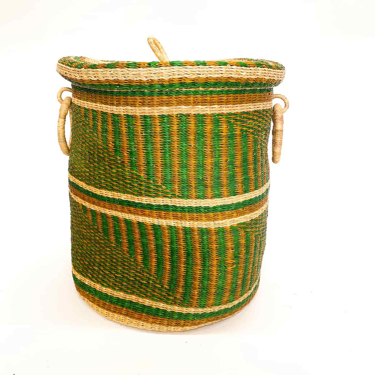Large Lidded Laundry Baskets Forest Green and Brown
