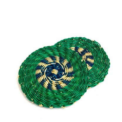Green and Blue Swirl Frafra Coasters