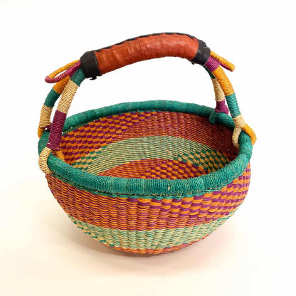 Small Round Baskets Sunset tones with Turquoise Trim variation